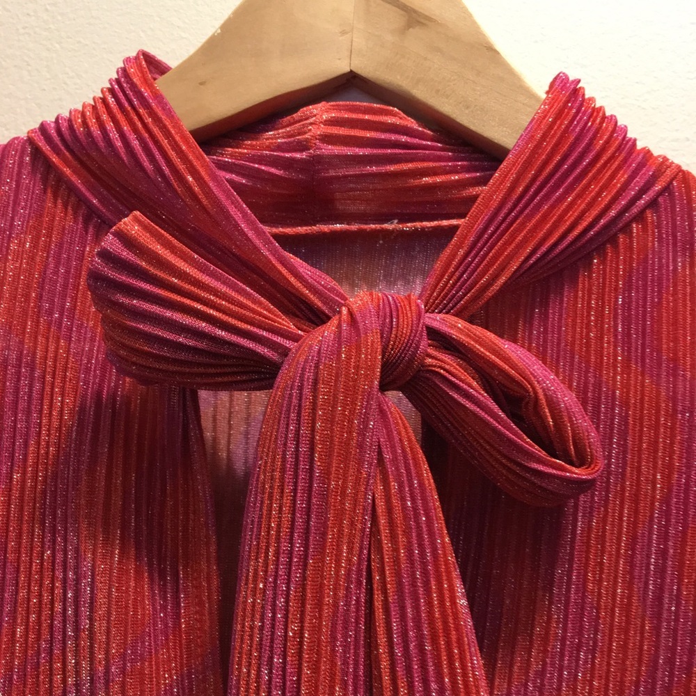 Vintage cocktail blouse tie neck